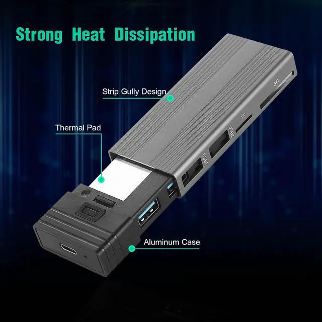 Alt view image 6 of 7 - m.2 solid state disk box USB C Hub Docking Station USB 2.0 SD/TF 4 Ports USB hubs with SSD Enclosure
