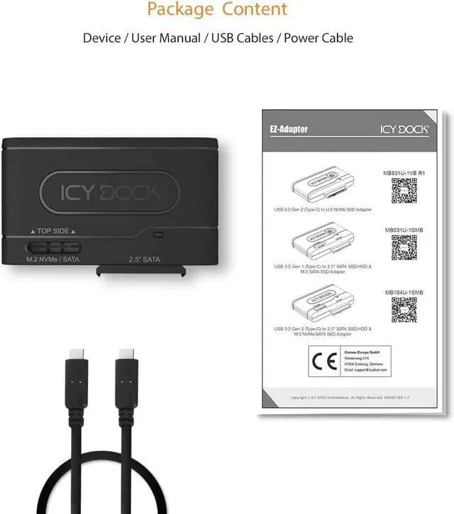 Alt view image 7 of 16 - ICY DOCK MB104U-1SMB | USB 3.2 Gen 2 10Gbps to 2.5" SATA SSD/HDD & M.2 NVMe/SATA SSD Reader Adapter | EZ-Adapter Series