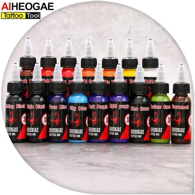 Alt view image 2 of 5 - 16 Bottle Professional Permanent Makeup Tattoo Ink Kit 1oz Tattoo Ink Set 30ml Tatoo Inks Pigment Body Art Tattoo Supplies