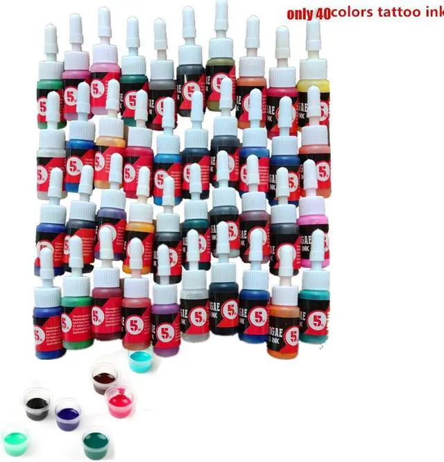 Alt view image 3 of 3 - Tattoo Kit 40 Colors Pigment Tattoo Ink Set Black Power Supply Needles Tips Disposable Supplies Tattoo Kit Complete Set tattoo machine gun