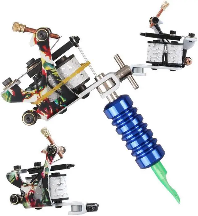 Alt view image 2 of 5 - Tattoo Kit Complete Set Tattoo Machine Gun 14 Colors Tattoo Ink Black Mini Power Supply Complete Tattoo Kit for Beginners