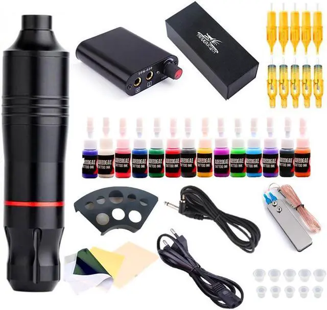 Alt view image 2 of 3 - Eyebrow Machine Kit for Beginners Rotary Machine Pigment Tattoo Ink Set Microblading Power Supply Needles Cardtriges Disposable Tattoo Pen Permanent Makeup