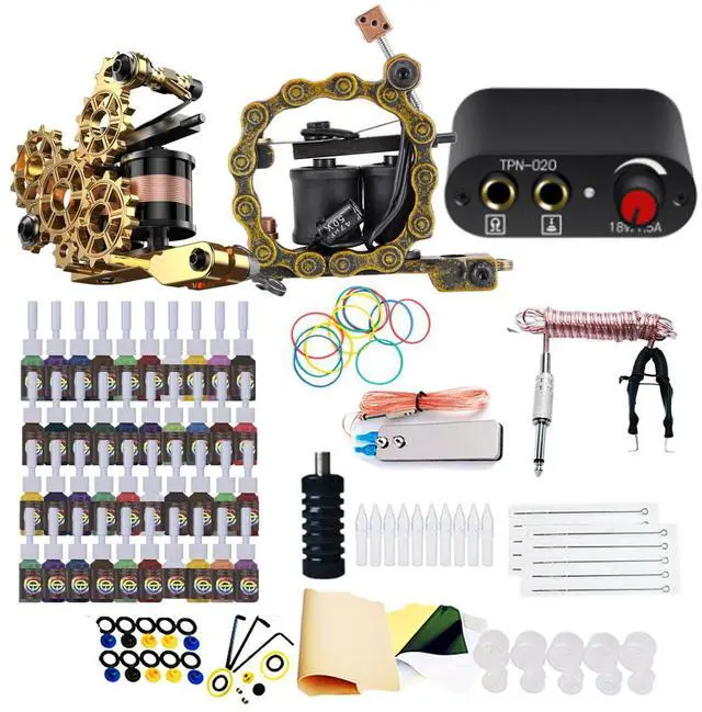 Main image of Tattoo Kit Complete Set Tattoo Machines Supplie Tattoo Ink Set Black Power Supply Complete Tattoo Kit for Beginner