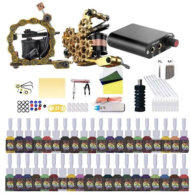 Alt view image 2 of 2 - Tattoo Kit Complete Set Tattoo Machines Supplie Tattoo Ink Set Black Power Supply Complete Tattoo Kit for Beginner