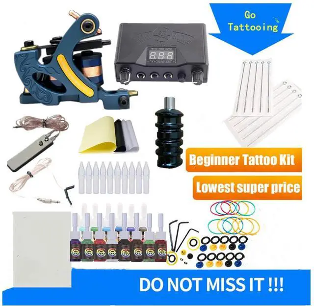 Alt view image 3 of 3 - Tattoo Kit Complete Set Tattoo Machine Gun 14 Colors Tattoo Ink Black Mini Power Supply Complete Tattoo Kit for Beginners