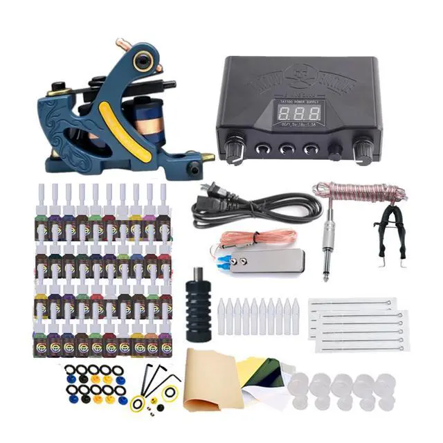 Alt view image 2 of 3 - Tattoo Kit Complete Set Tattoo Machines Supplies 40 Colors Tattoo Ink Set Black Power Supply Complete Tattoo Kit for Beginner