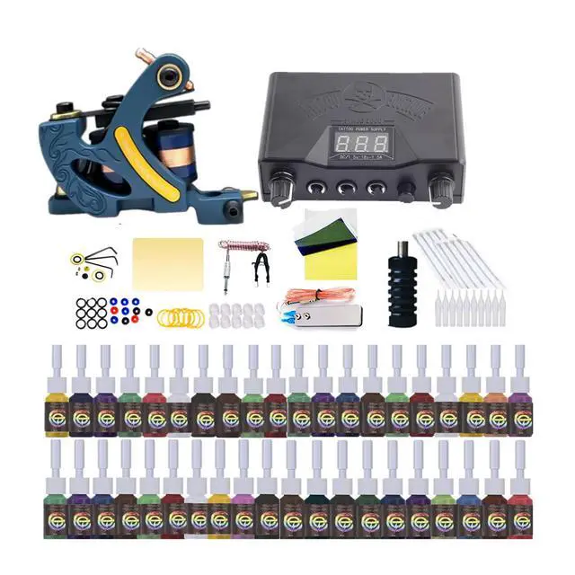 Alt view image 3 of 3 - Tattoo Kit Complete Set Tattoo Machines Supplies 40 Colors Tattoo Ink Set Black Power Supply Complete Tattoo Kit for Beginner