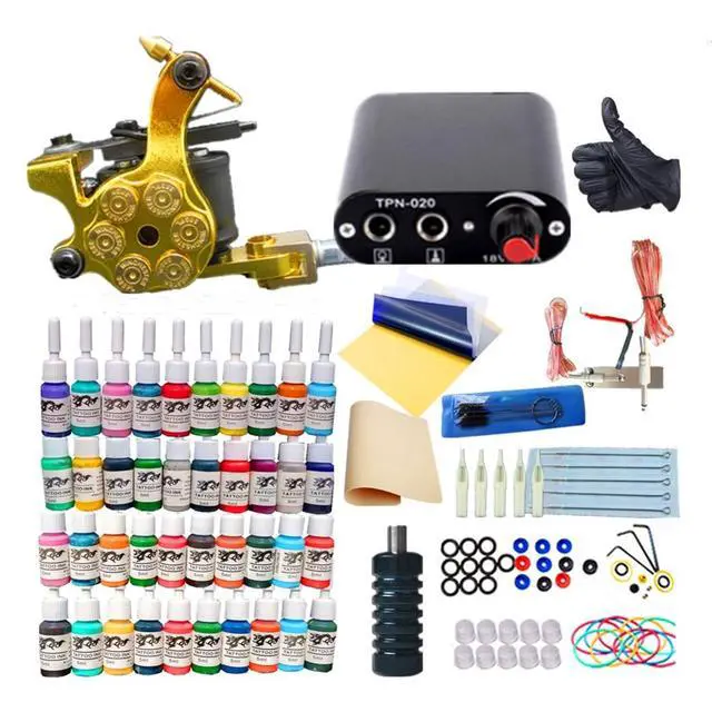 Alt view image 2 of 3 - Tattoo Kit 1 Machine Gun 40 Colors Pigment Tattoo Ink Set Black Power Supply Needles Tips Disposable Supplies Tattoo Kit Complete Set