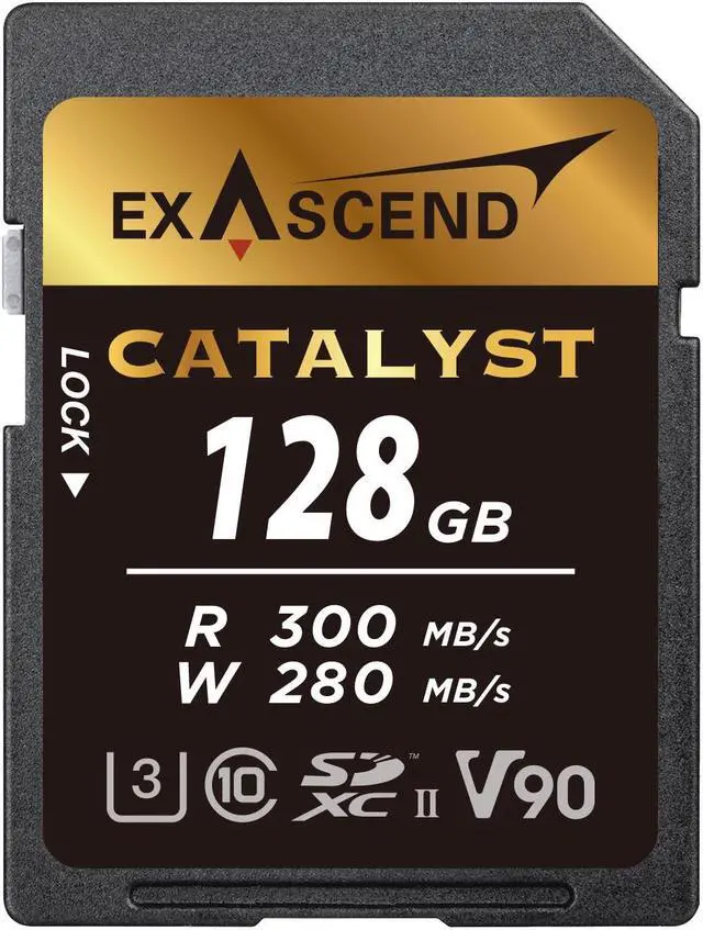 Main image of Exascend 128 GB Catalyst UHS-II SD Card, C10, U3, V90, up to 300MB/s, Compatible with Canon, Nikon, Panasonic and Other Cameras.