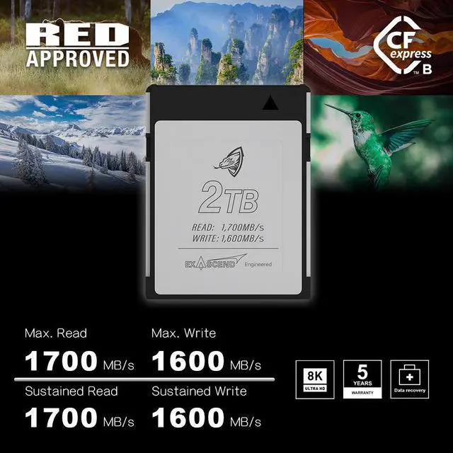 Alt view image 2 of 3 - Exascend 2 TB Archon CFexpress Card Type B, up to 1,700MB/s, RED Approved