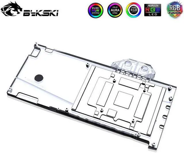 Alt view image 6 of 14 - Bykski GPU Waterblock, for EVGA GeForce RTX 3090 TI FTW3 Ultra, PC GPU Water Liquid Cooling Block Cooler, with Metal Backplate 5V 3Pin RBW Lights