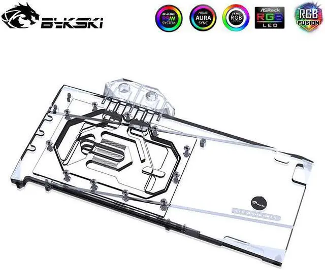 Alt view image 7 of 14 - Bykski GPU Waterblock, for EVGA GeForce RTX 3090 TI FTW3 Ultra, PC GPU Water Liquid Cooling Block Cooler, with Metal Backplate 5V 3Pin RBW Lights
