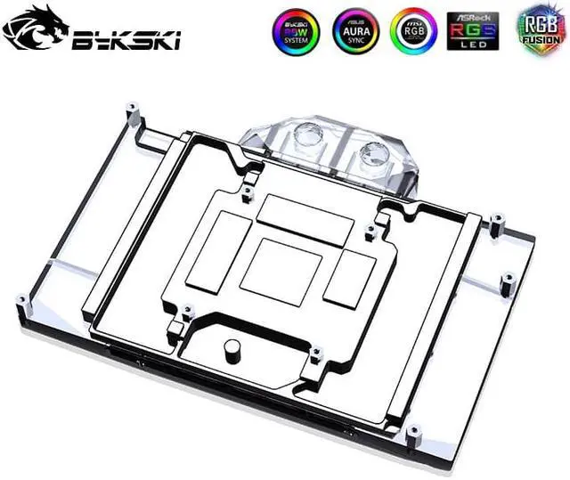 Alt view image 4 of 6 - GPU Waterblock - for NVIDIA RTX 4080 AIC Reference Edition, PC GPU Water Liquid Cooling Block Cooler, with Metal Backplate 5V 3Pin RBW Lights
