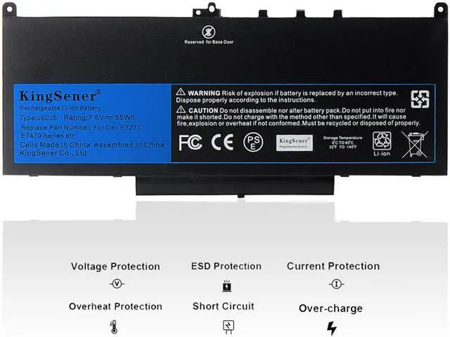 Alt view image 2 of 7 - KingSener New J60J5 Replacement Laptop Battery Notebook Battery For Dell Latitude E7270 E7470 J60J5 R1V85 MC34Y 242WD 7.6V 55Wh