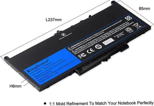 Alt view image 5 of 7 - KingSener New J60J5 Replacement Laptop Battery Notebook Battery For Dell Latitude E7270 E7470 J60J5 R1V85 MC34Y 242WD 7.6V 55Wh