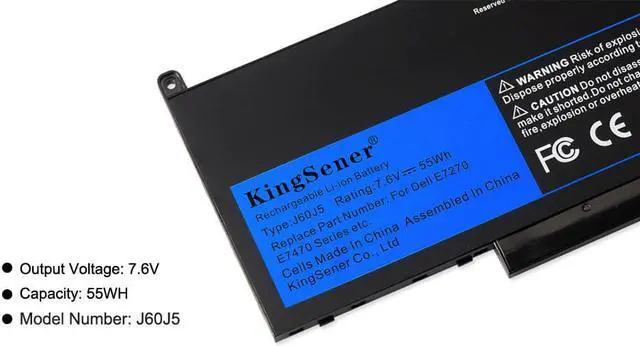 Alt view image 7 of 7 - KingSener New J60J5 Replacement Laptop Battery Notebook Battery For Dell Latitude E7270 E7470 J60J5 R1V85 MC34Y 242WD 7.6V 55Wh