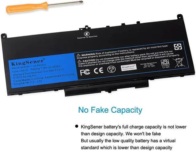 Alt view image 3 of 7 - KingSener New J60J5 Replacement Laptop Battery Notebook Battery For Dell Latitude E7270 E7470 J60J5 R1V85 MC34Y 242WD 7.6V 55Wh