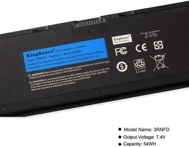 Alt view image 7 of 7 - KingSener 7.4V 54WH 3RNFD Notebook Battery Laptop Battery For DELL Latitude E7420 E7440 E7450 3RNFD V8XN3 G95J5 34GKR 0909H5 0G95J5 5K1GW