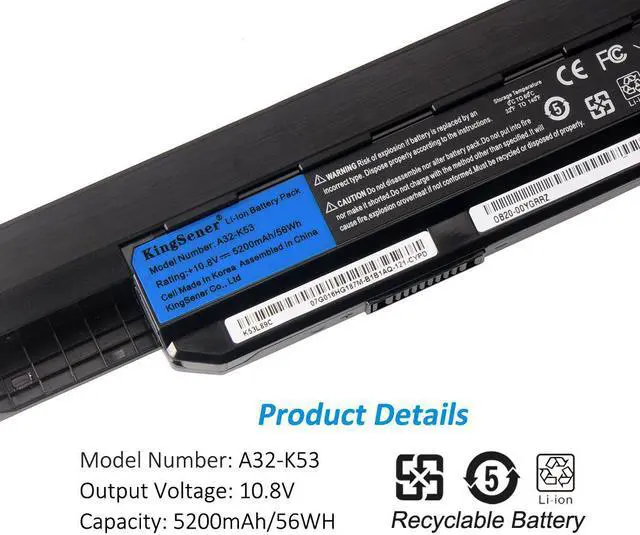 Alt view image 7 of 7 - KingSener A32-K53 A41-K53 Notebook Laptop battery for ASUS K53 K53E X54C X53S X53 K53S X53E K43E K43S K43U X43S X43SJ X43SV A43S A53 A53S Replacement