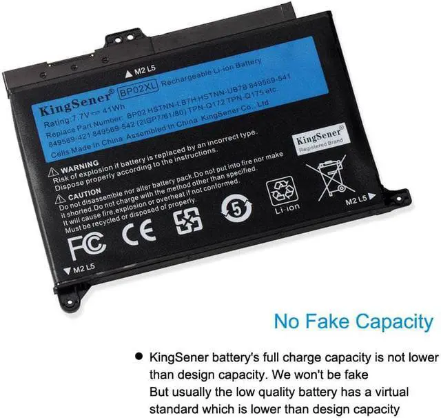 Alt view image 2 of 7 - KingSener BP02XL Laptop Battery for HP Pavilion PC 15 15-AU 849909-850 849569-421 TPN-Q172 TPN-Q175 HSTNN-LB7H BP02041XL Notebook Repacement