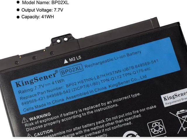 Alt view image 6 of 7 - KingSener BP02XL Laptop Battery for HP Pavilion PC 15 15-AU 849909-850 849569-421 TPN-Q172 TPN-Q175 HSTNN-LB7H BP02041XL Notebook Repacement