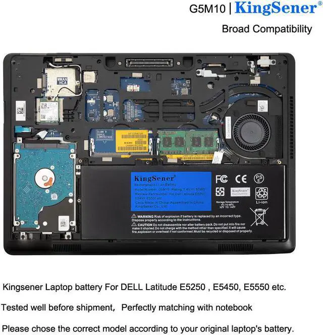 Alt view image 6 of 7 - KingSener G5M10 Laptop battery For DELL Latitude E5250 E5450 E5550 8V5GX R9XM9 WYJC2 1KY05 7.4V 51WH Free Tool Notebook Replacement