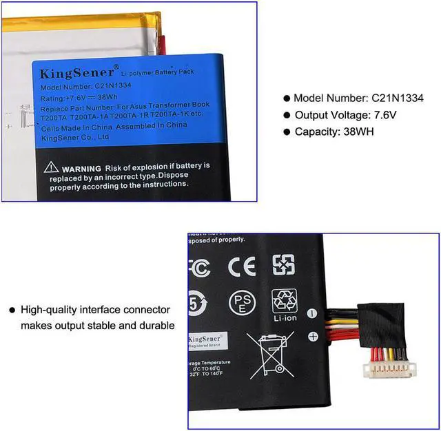 Alt view image 7 of 7 - Kingsener C21N1334 Laptop Battery For ASUS Transformer Book T200TA T200T T200 1A 1K 200TA-C1-BL Tablet PC 7.6V 38WH