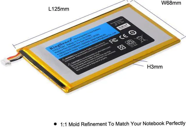Alt view image 4 of 6 - KingSener P706T New Tablet battery for DELL Venue 7 3730 Venue 8 3830 T02D T01C T02D002 T02D001 0CJP38 02PDJW 3.7V 15.17WH