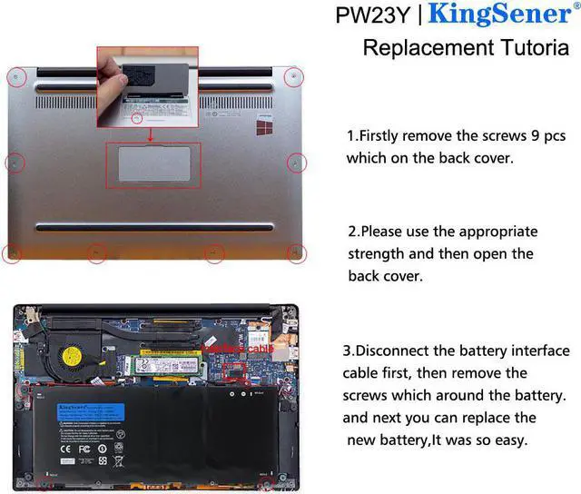 Alt view image 7 of 7 - Kingsener PW23Y Notebook Replacement New Laptop Battery for DELL XPS 13 9360 Series RNP72 TP1GT PW23Y 7.6V 60WH