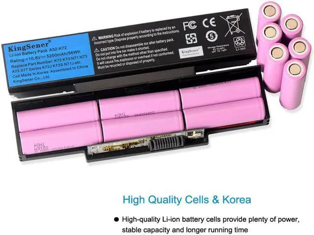 Alt view image 2 of 7 - Kingsener A32-K72 Laptop Battery for ASUS K72Y K73 K73B K73BR K73BY K73E K73J K73JK K73S K73SD K73SJ K73SM K73SV K73T