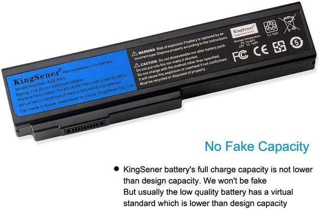 Alt view image 2 of 7 - KingSener A32-N61 Laptop Battery for ASUS N61 N61J N61D N61V N61VG N61JA N61JV M50s N43S N43JF N43JQ N53 N53S N53SV A32-M50 Notebook Battery