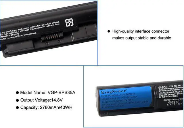 Alt view image 4 of 7 - KingSener 2670mAh VGP-BPS35A Laptop Battery For Sony BPS35 VGP-BPS35 For VAIO Fit 14E VAIO Fit 15E Series SVF1421X2EB SVF15217SC