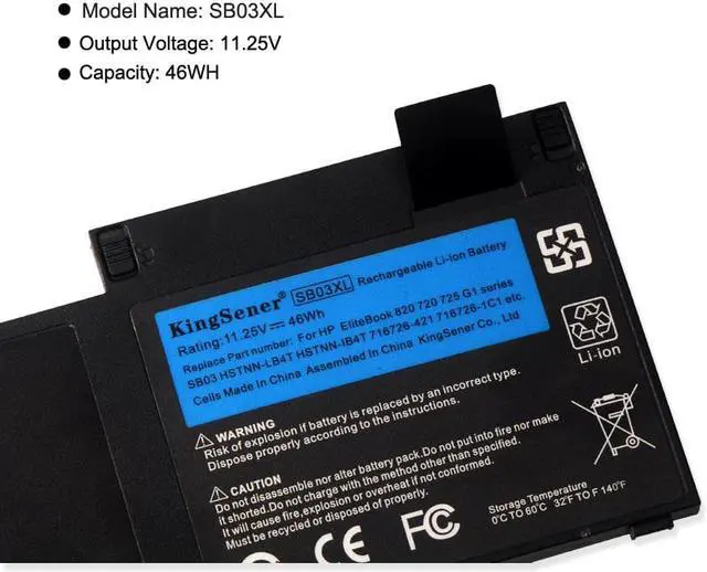 Alt view image 2 of 4 - KingSener SB03XL Laptop Battery For HP EliteBook 820 720 725 G1 G2 HSTNN-LB4T HSTNN-IB4T 716726-421 717378-001 E7U25ET