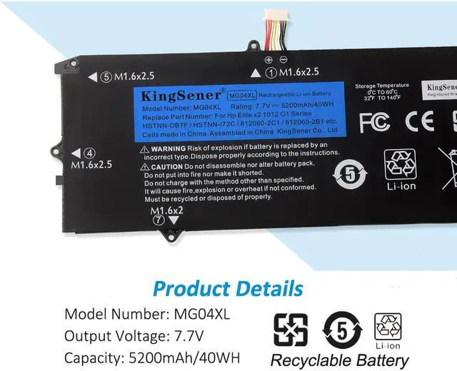 Alt view image 5 of 5 - Kingsener MG04XL Laptop Battery For HP Elite x2 1012 G1 (V9D46PA) (V2D16PA) (V2D63PA) (V3F62PA) (V3F63PA) (V9D46PA) 812060-2C1 HSTNN-I72C 812060-2C1 812205-001