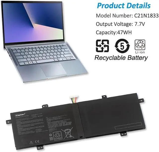 Alt view image 3 of 6 - Kingsener C21N1833 Laptop Battery For Asus ZenBook 14 UM431 UM431DA-AM020T UX431 UX431FA UX431FN UX431FL UX431DA UX431FN-AN002T UX431FL-AN018T VivoBook S14 S431FA S431FL Series
