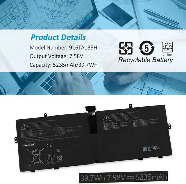Alt view image 6 of 7 - Kingsener 916TA135H DYNZ02 Laptop Battery For Microsoft Surface Laptop Go Model 1943 12.4-Inch 39.7Wh/5235mAh 7.58V