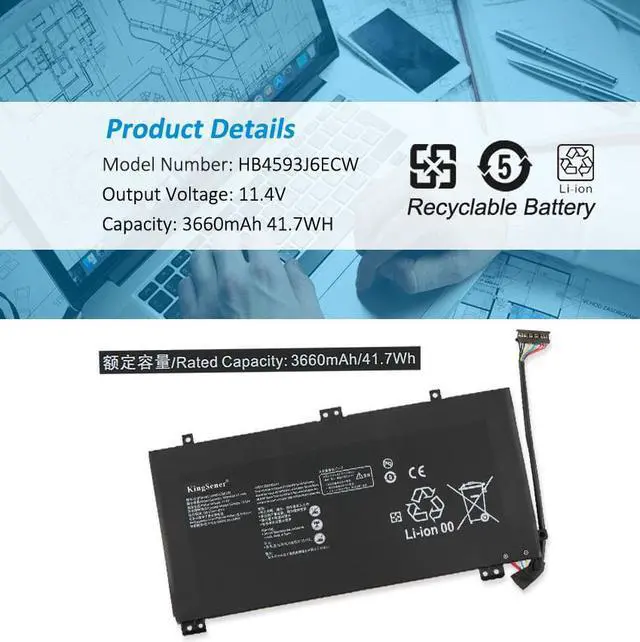 Alt view image 5 of 7 - Kingsener HB4593J6ECW Laptop Battery For Huawei MateBook 13 2020 WRT-W19 WX9 W29 i7 HN-W19L W19R WRT-W09 W19L WRTB-WFH9L WRTB-WFH9F WRTB-WAH9L Notebook