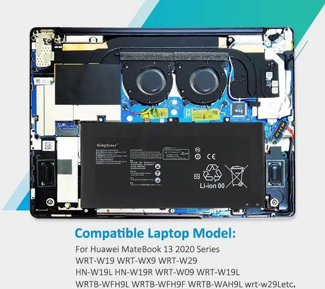 Alt view image 6 of 7 - Kingsener HB4593J6ECW Laptop Battery For Huawei MateBook 13 2020 WRT-W19 WX9 W29 i7 HN-W19L W19R WRT-W09 W19L WRTB-WFH9L WRTB-WFH9F WRTB-WAH9L Notebook