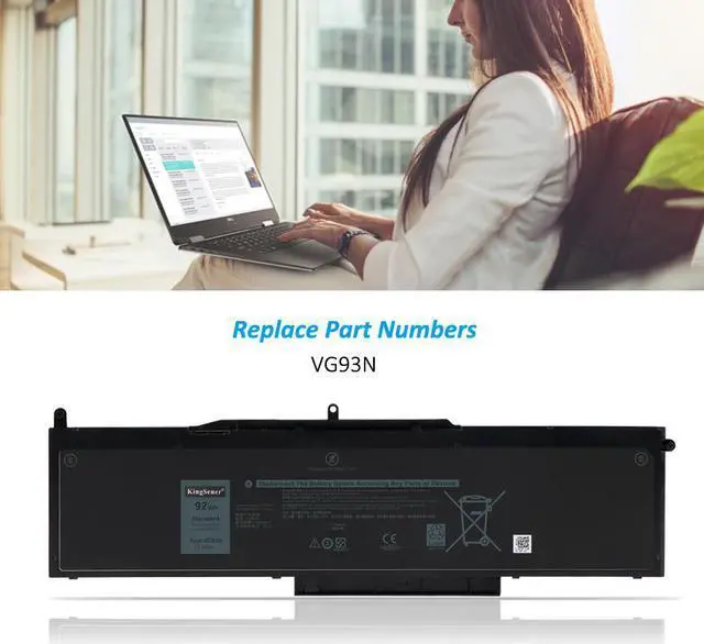 Alt view image 4 of 7 - Kingsener VG93N 92WH Laptop battery For Dell Precision 15 3520 3530 For Dell Latitude 5591 5495 5590 5580 5490 5480