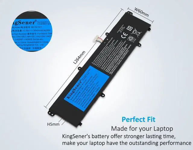 Alt view image 5 of 7 - Kingsener B31N1911 42WH Laptop Battery For VivoBook Flip 14 TM420IA TP470EA M413DA M413DA-EK162T M413DA-EK007T X421DA X421EA X421EP X421FF X421FQ