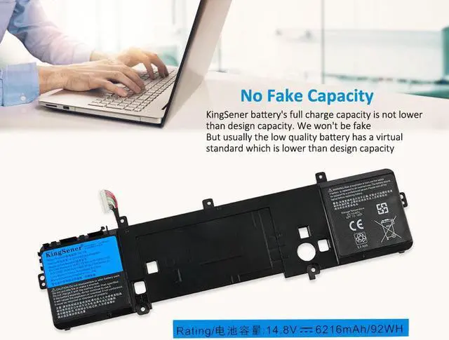 Alt view image 3 of 7 - Kingsener 191YN 92WH Laptop Battery For Alienware 15 R1 15 R2 ALW15ED-1828 ALW15CD-1718 ALW15ER-3718 2F3W1 14.8V