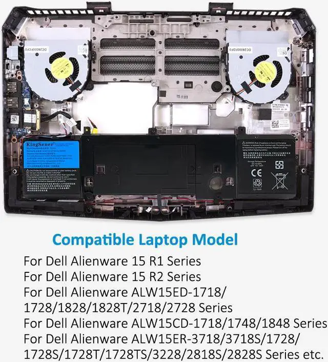Alt view image 7 of 7 - Kingsener 191YN 92WH Laptop Battery For Alienware 15 R1 15 R2 ALW15ED-1828 ALW15CD-1718 ALW15ER-3718 2F3W1 14.8V