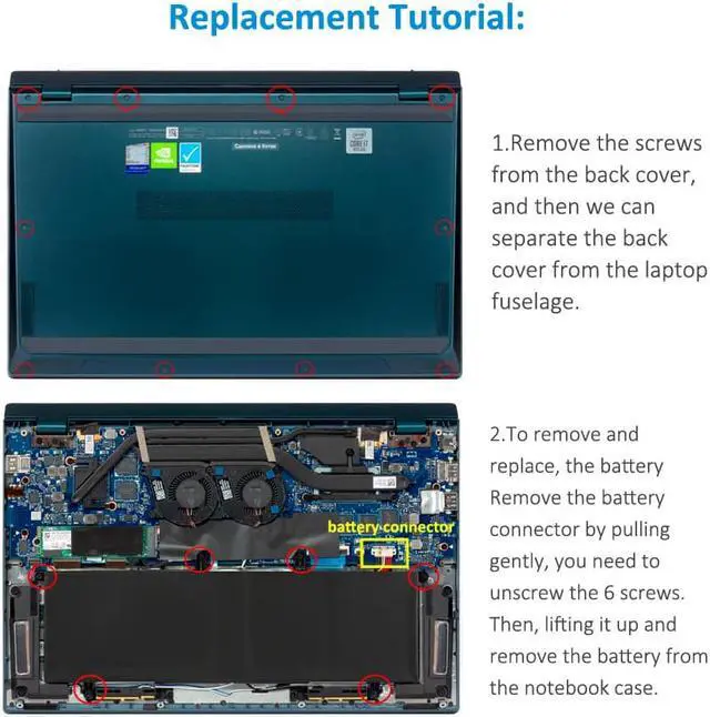 Alt view image 6 of 6 - Kingsener C41N1901 Laptop Battery For ZenBook Duo UX481FA UX481FL UX481F UX481FLY UX4000F UX4000FL 0B200-03520000 15.4V 70Wh