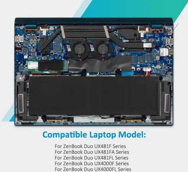 Alt view image 5 of 6 - Kingsener C41N1901 Laptop Battery For ZenBook Duo UX481FA UX481FL UX481F UX481FLY UX4000F UX4000FL 0B200-03520000 15.4V 70Wh