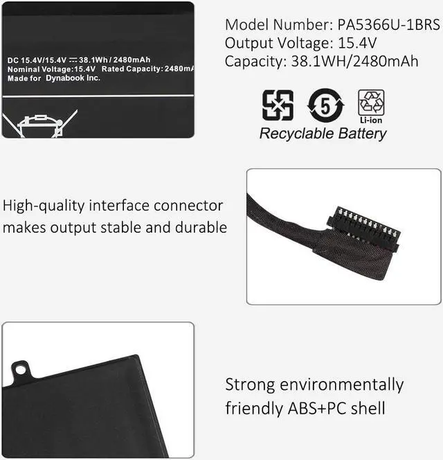 Alt view image 6 of 7 - KingSener PA5366U-1BRS Laptop Battery For Toshiba Dynabook Satellite Pro L50-G 11P 13Q 138 15Q 17P Series 4ICP6/47/61 15.4V 38.1WH/2480mAh