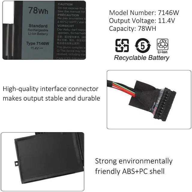 Alt view image 6 of 7 - KingSener 7146W Laptop Battery For Dell Latitude 9410 02K0CK 0C76H7 P110G