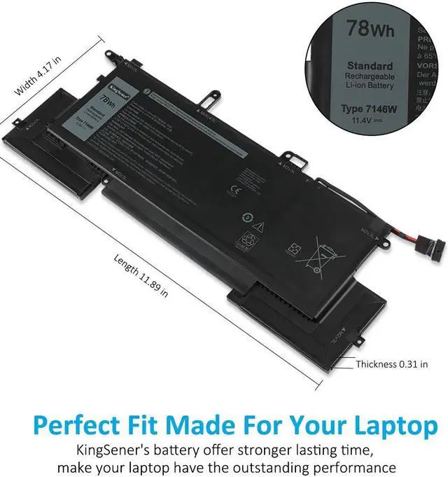 Alt view image 5 of 7 - KingSener 7146W Laptop Battery For Dell Latitude 9410 02K0CK 0C76H7 P110G