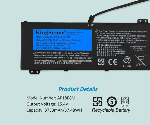 Alt view image 6 of 7 - Kingsener AP20CBL Replacement Battery For Acer Chromebook 512 C852 series