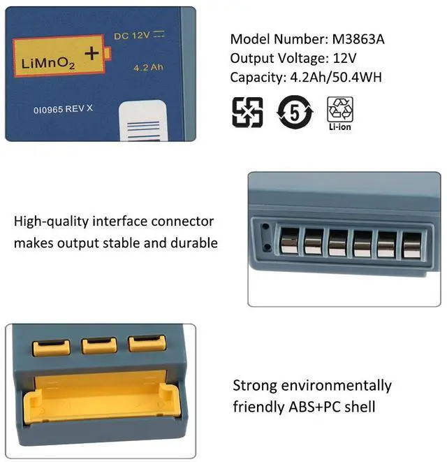 Alt view image 7 of 7 - Kingsener M3863A Lithium Battery for Heartstart FR2 Defibrillator Battery  M3860A M3861A M3840A