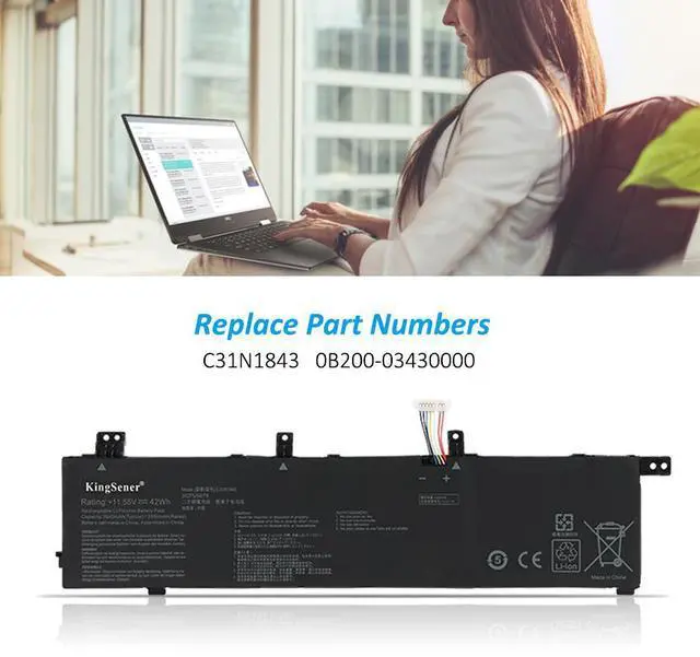 Alt view image 2 of 7 - Kingsener C31N1843 Laptop Battery For ASUS VivoBook S14 S432 S432FA S432FL S15 S532 S532FA S532FL X432FA X432FA-2S X532FA X532FL